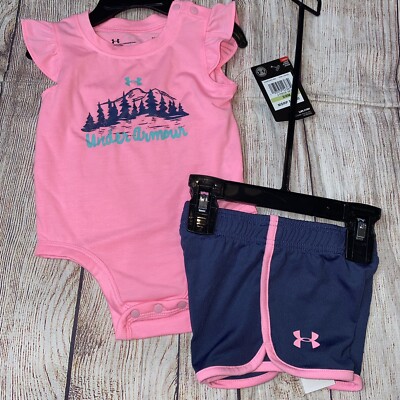 Under Armour 0-3 3-6 6-9 Months Mountains Outdoors Pink Set NEW