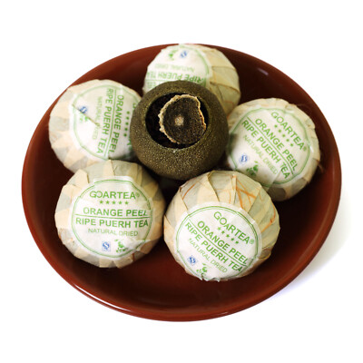 GOARTEA Premium Xinhui Green Orange Peel Chenpi Citrus Puer Pu'er Puerh Ripe Tea