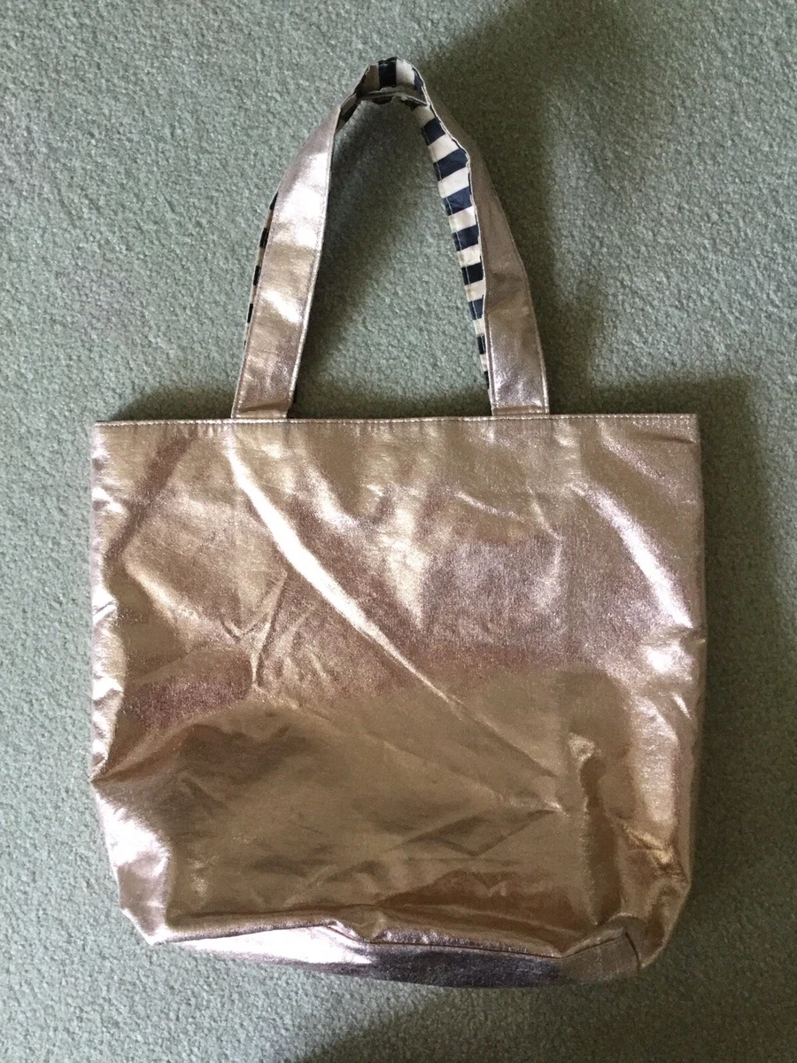Betsey Johnson Rose Gold Skull Summer Beach Tote Pink Bow Snap
