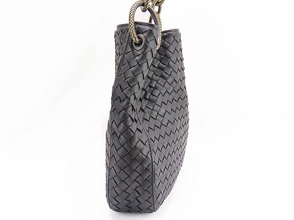 BOTTEGA VENETA Hobo Bag Intrecciato Lamb Leather Black Chain