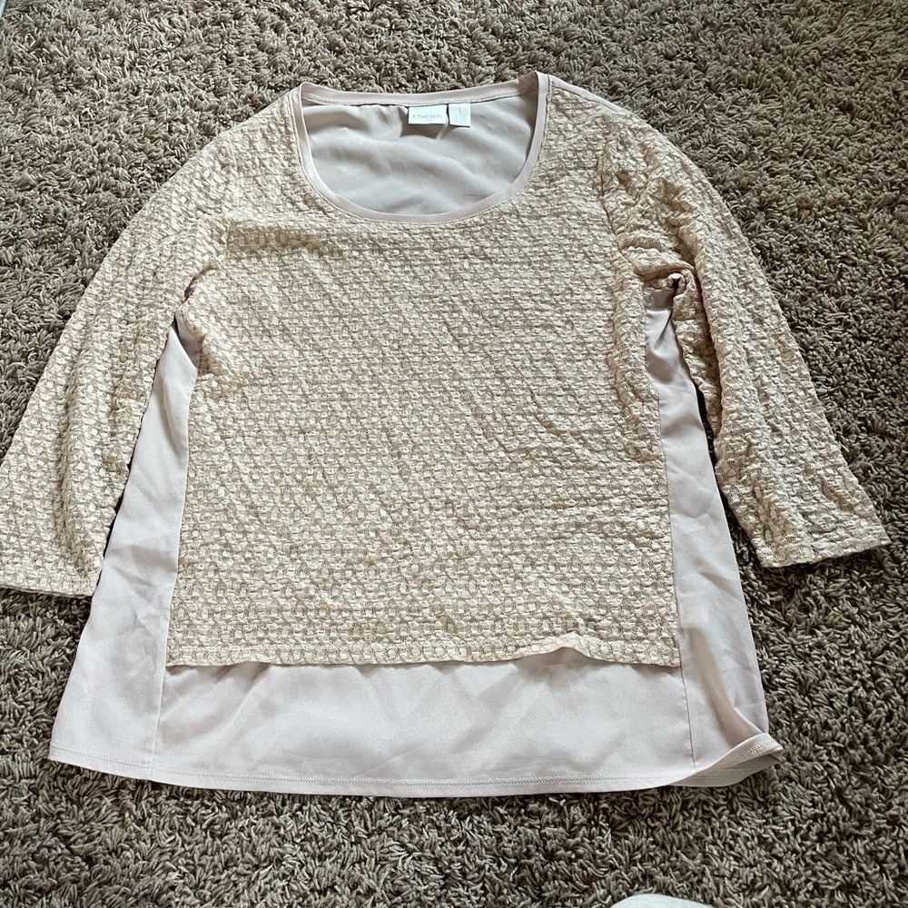 Chico's Lily Lace Overlay 3/4 sleeve top size 1 i… - image 9