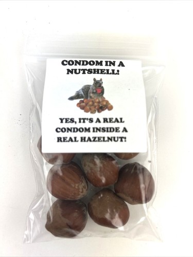 Novelty Party Prank, Joke, Condom in a Hazelnut, Party NUT Trick 10 Nuts - Picture 2 of 3