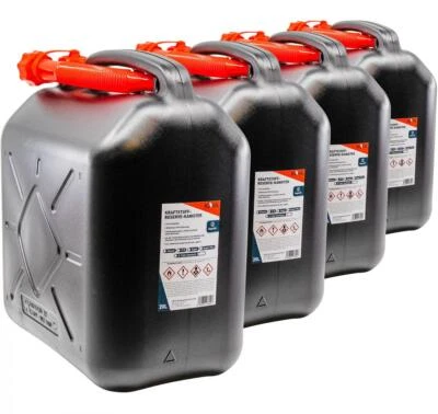 KOVA Benzin Kanister 20L (4x) schwarz Reservekanister Kraftstoff Öle