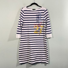 Vtg Lauren Jeans Co. Ralph Lauren Striped Boat Neck Nautical Dress Size M