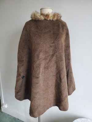 Poncho Cape aus Alpaka Lama und Fuchspelzkragen Handarbeit Vintage