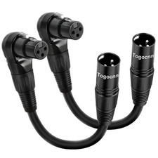 2-Pack XLR Microphone Extension Cable Adapter 0.6 Feet, 90 Degree Female...