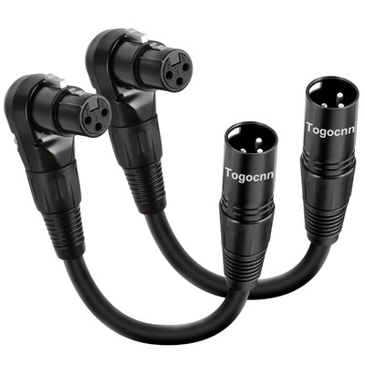 2-Pack XLR Microphone Extension Cable Adapter 0.6 Feet, 90 Degree Female... 