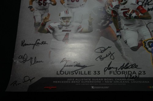 Cartel firmado por el cuerpo técnico del Sugar Bowl de fútbol americano de los Louisville Cardinals 2013 - Imagen 3 de 4