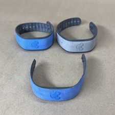 Disney Parks Magic Bands Lot of 3 Grey and Blue 2013 USED