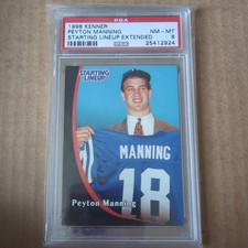 1998 Kenner Peyton Manning Starting Lineup Extended Rookie Card PSA 8 Graded. rookie card picture