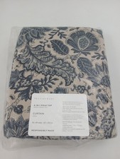 Pottery Barn Curtain 2-in-1 Pole Top Panel 50x84 Blue Floral Linen Cotton New