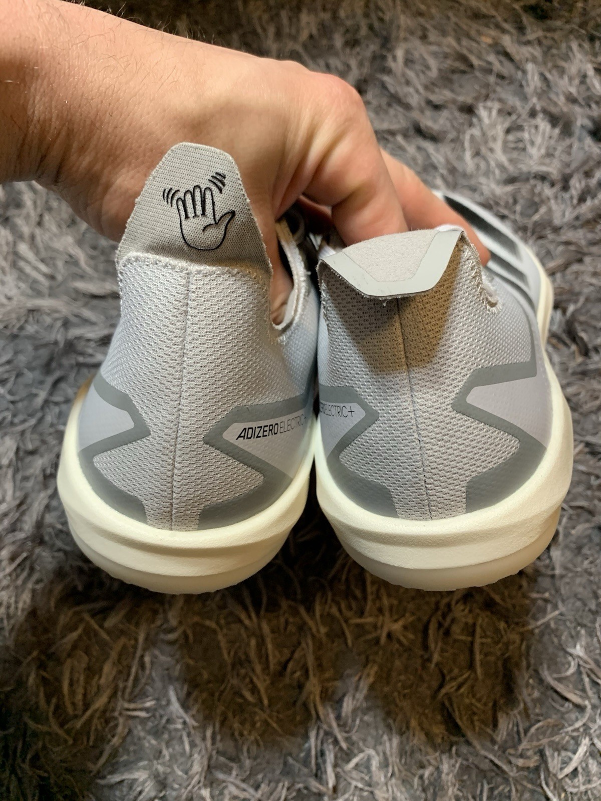 adidas Men’s 9.5 ADIZERO Electric+ TPU Baseball Cleats Light Grey Black ID0942 thumbnail 7