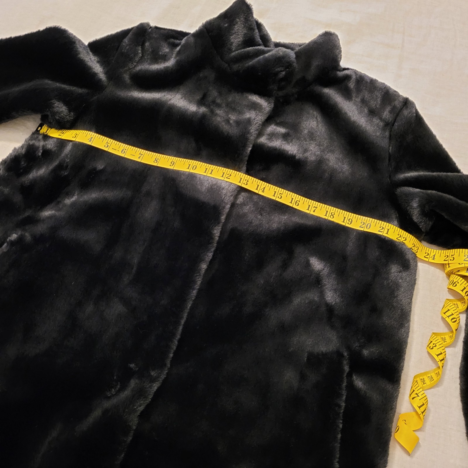 Dennis Basso Womens S Snap Front Faux Mink Coat w/ Convertible Collar Black EUC