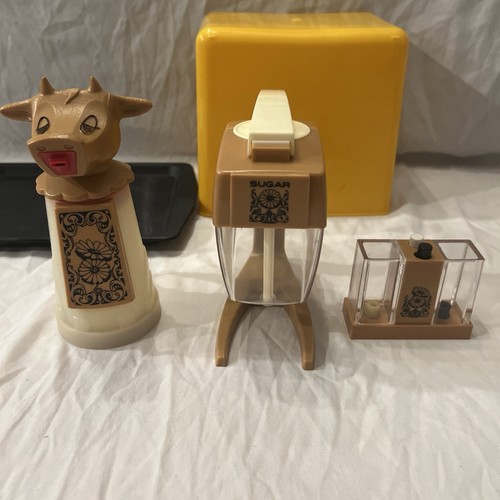 Dispensador de azúcar sal pimienta crema vaca WHIRLEY Moo vintage años 60 con bandeja retro - Imagen 2 de 19