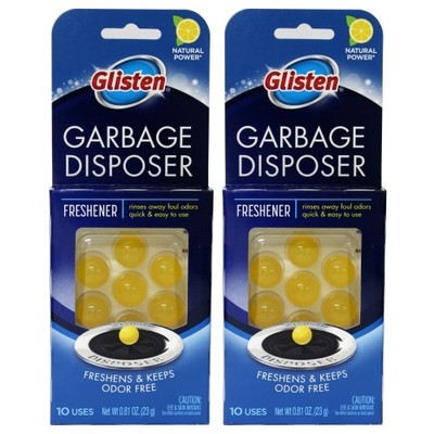 Glisten Garbage Disposer Freshener, Lemon Scent, 10 Uses (2 Pack)