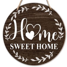 Home Sweet Home Wooden Hanging Sign, Greenery Welcome Sign Front Door Decor, ...