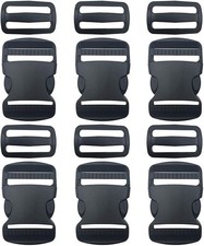 6 Set 1.5 Inch Flat Dual Adjustable Plastic Buckles and Tri Glide Slides