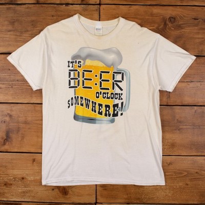 Gildan T-Shirt L Herren 00s Weißbier O'Clock Spruch Lustig Party Freizeit