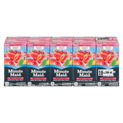 Minute Maid Berry Punch Juice Boxes, Pasteurized Perfect for On-The-Go, 10x200ml