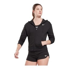 Reebok Women's French Terry Zip-Front Hoodie Black Size L 1540