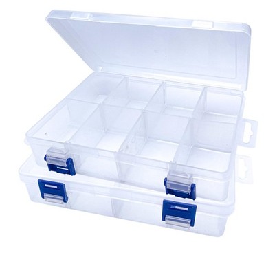 ECBEITF 2 Pcs 8 Grids Clear Plastic Storage Box 7.48×5.23×1.8 Inches, 
