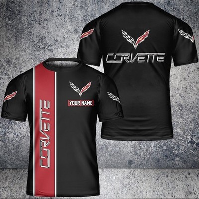 Custom Name - Men's CORVETTE C7 Logo Racing Black - All Size