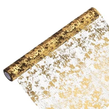 Gold Black Table Runner Roll 20" x 15Ft Sequin Foil Metallic Mesh Table Runner