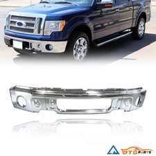 Front Bumper Face Bar W/Fog Light Hole Fit For Ford F150 2009-2014 Chrome Steel