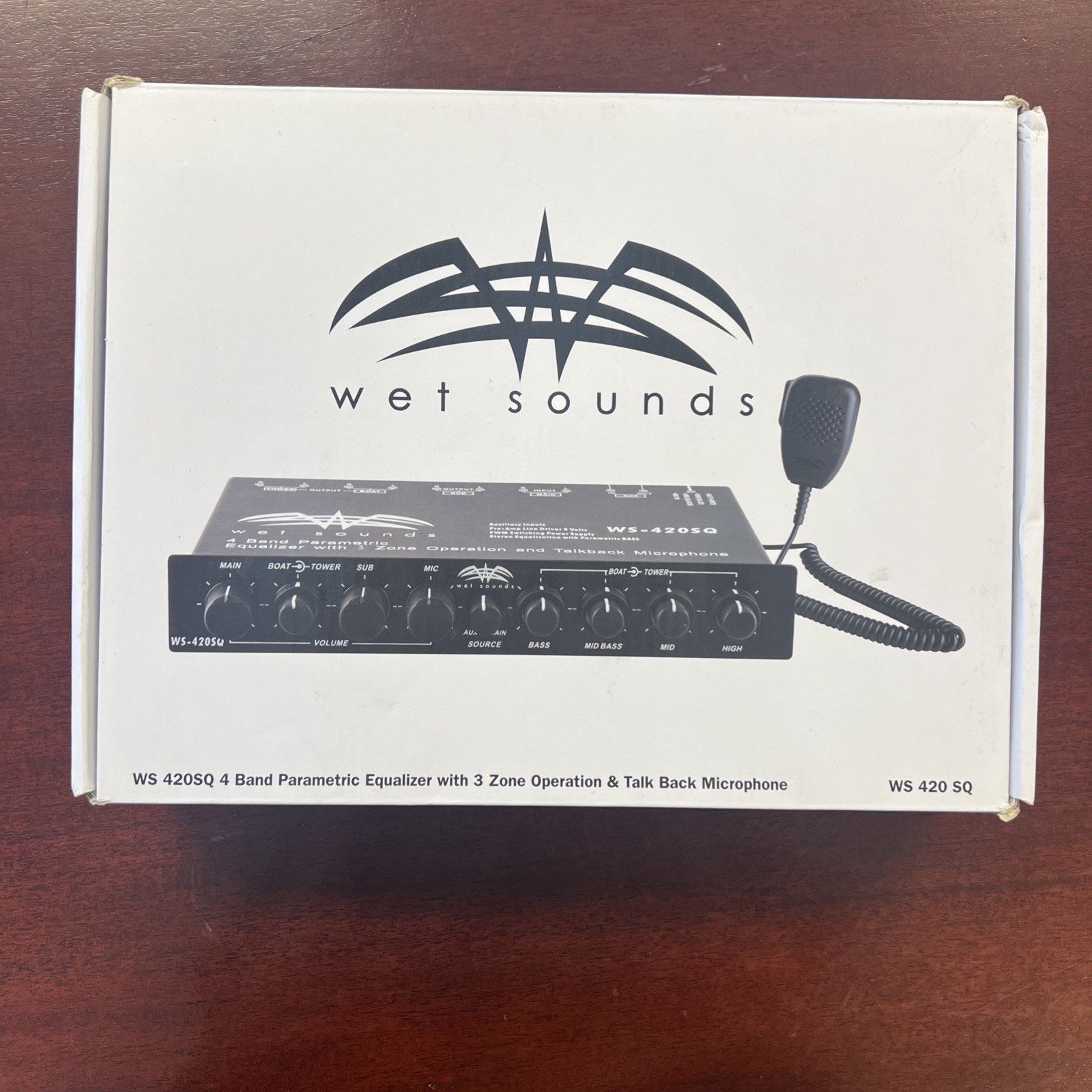 Wet Sounds 4 Band EQ w/ 3 zone control,  AUX input Used Ws-4