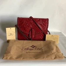 Patricia Nash Lanza Tooled Leather Berry Red Crossbody Handbag w/Dustbag & Tags