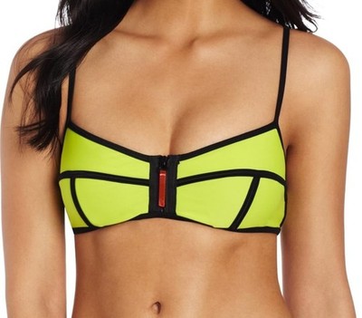 TYR Flirt Zipper Lingerie Underwire Bra & Classic Bottom Bikini Neon SZ XL NEW 