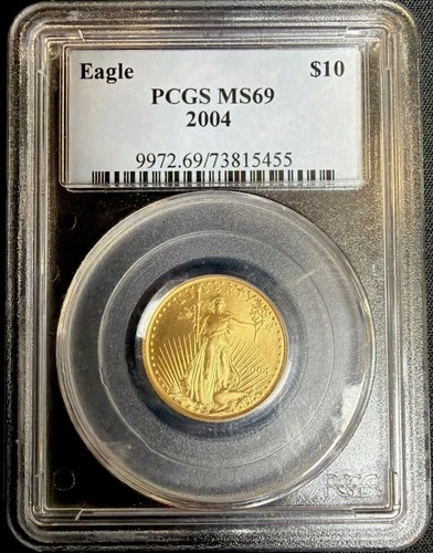 2004 $10 AMERICAN GOLD EAGLE PCGS MS69 1/4 OZ GOLD UNITED STATES COIN #61