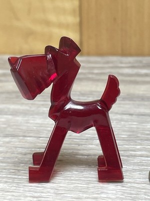 Nosco Don Manning Vintage Lucite Art Deco Miniature Scottish Terrier Cranberry