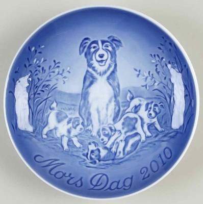 Bing & Grondahl Mother's Day Plate Border Collie With Puppies - With Box 8234165