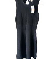 Michael Kors NWT Black Ribbed Knit Sleeveless Fit & Flare Mini Dress