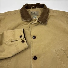 Vintage L.L. Bean Mens Medium Brown 4 Button Corduroy Collar Barn Chore Jacket