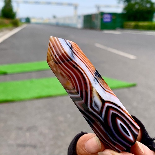 61G Natural red sardonyx striped agate Tower crystal mineral column Healing - Picture 19 of 22