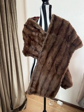 Vintage Dark Brown Mink Fur Shawl Wrap Stole