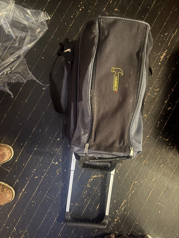 Hammer nice used two 2 Ball Roller Bowling Bag black navy bowl mens strap balls - Image 3 of 4