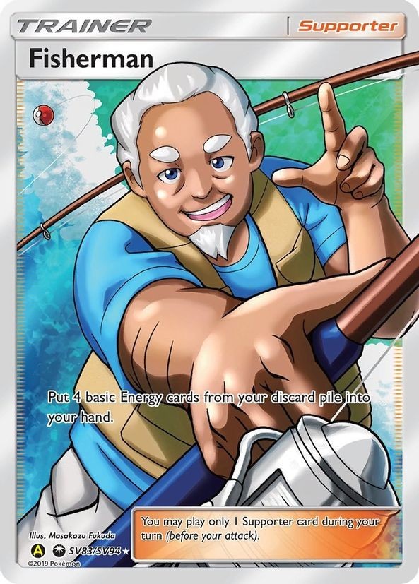 Fisherman - SV83/SV94 - Pokemon Hidden Fates Sun & Moon Full Art Rare Card NM
