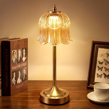 Vintage Flower Rechargeable Lamp Cordless, LED Touch Battery Operated Table Lamp