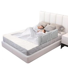 OCBAiLi Bed Rail Bumpers for Toddlers, Foam Padded 2 packs, Grey