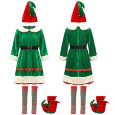 Kid Girls Elf Cosplay Costume for Girls Christmas Santa Helper Fancy Dress Party