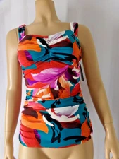 GOTTEX  PROFILE Tankini Top cup 32 D 8 multi color Sugar & Spice underwire NWT