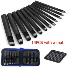 14PCS Leather Hole Punch Round Steel Leather Craft Hollow Hole Punch Tool 1-12mm