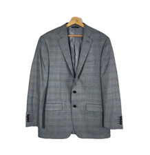 Ralph Lauren Men's 42L Silk Wool Gray Plaid Sport Coat Blazer Long Single Breast
