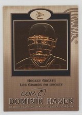 2001-02 Pacific Prism Gold McDonald's Hockey Greats Dominik Hasek #4 HOF e6j