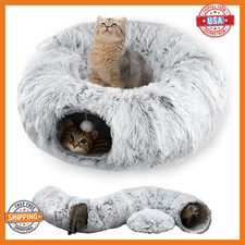 Indoor Cat Tunnel Bed Washable Cushion Cat Cave Donut Tunnel Fluffy Ball Big Rou