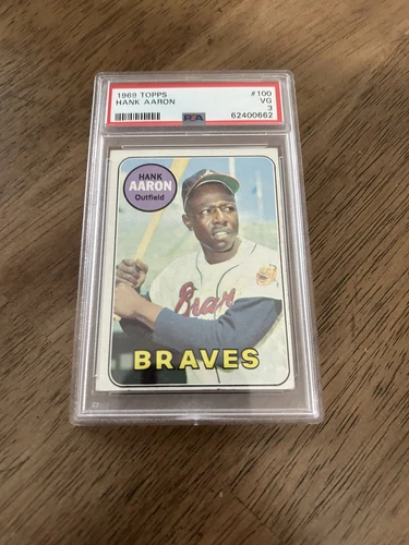 1969 Topps Baseball Hank Aaron Atlanta Braves Card #100 PSA 3