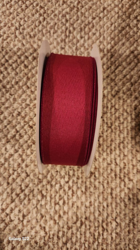 Red Canvas 2.5" Wired Ribbon 50 Foot Roll (New) - Picture 1 of 2